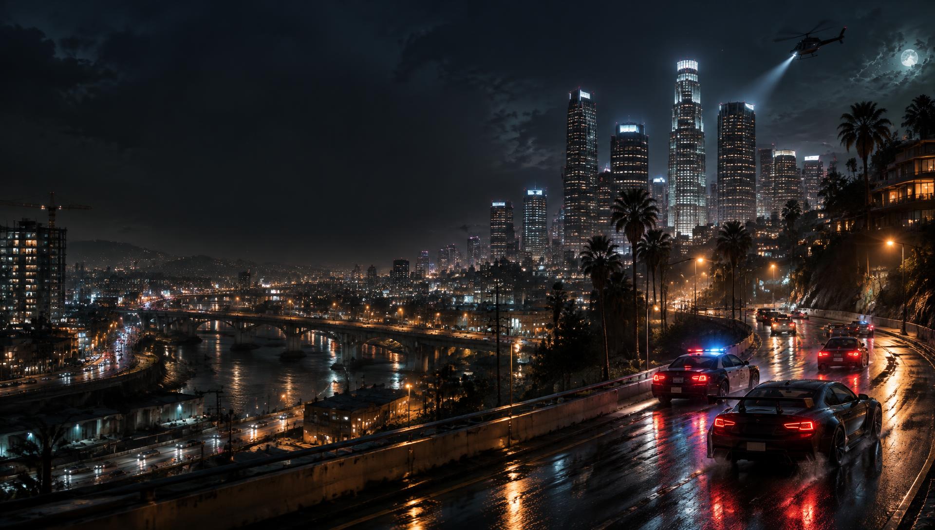 A lively FiveM city at night